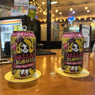 two cans of dale's blonde ale