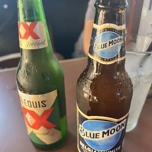 two bottles of blue moon beer