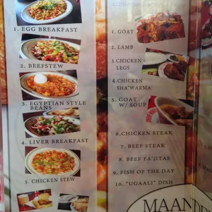 Menu has pictures but no price list.