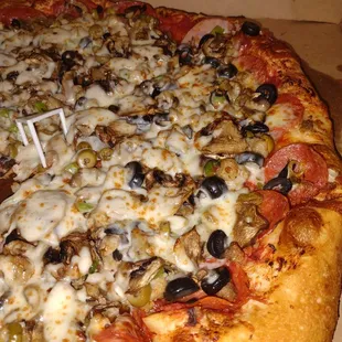 Galaxy pizza with everything besides the kitchen sink!