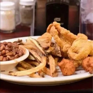 Friday's lunch special: catfish, hush puppies and 2 sides