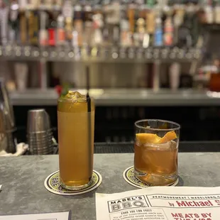 Symon's sipper (left), Kentucky Old Fashioned (right)
