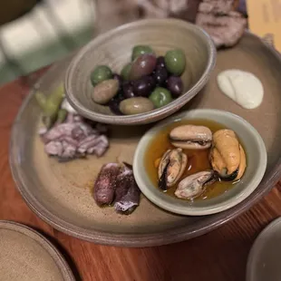 First course- sample plate of the snacks