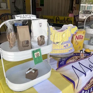 a variety of products on display