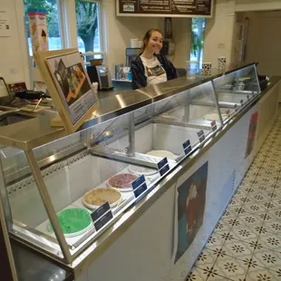 The ice cream coolers and ordering area.