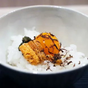 Super Tamago Gohan - Jidori Egg Yolk, Uni, Caviar, Black Truffle w/ Japanese grown rice
