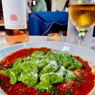 New for spring at Mabu: tricolor gnocchi with basil pesto, cradled in an exquisite, fresh, authentic marinara sauce. So so so good!