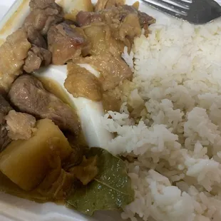 rice, meat, and vegetables