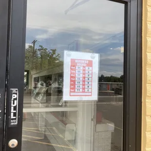 a sign in a window