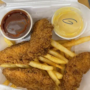 Chicken tenders and fries