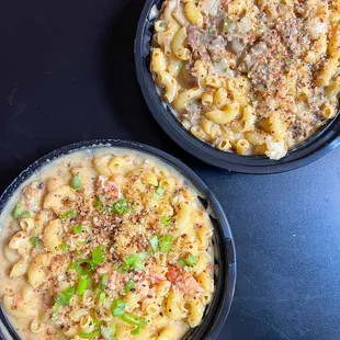 two bowls of macaroni and cheese