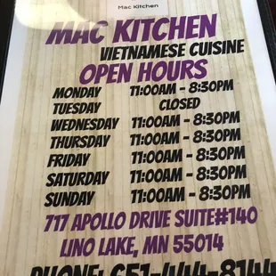 menu