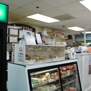 a display of food and drinks