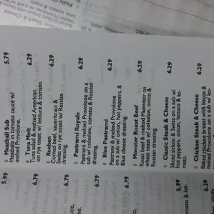 menu