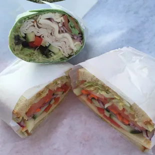Pashmina wrap and veggie sandwich