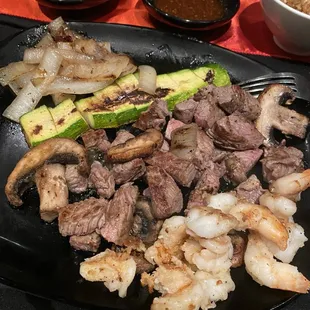  steak and vegetables on a plate