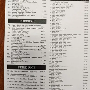 Menu as of 5/25/22