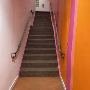 Mac n cheese awaits you at the bottom of this weird staircase.