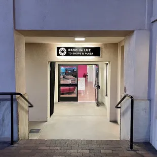 Can be hard to spot the entrance.  It's downstairs, down there at the end.