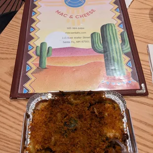 Santa Fe Mac with crispy topping and ooey gooey cheesy goodness inside along with some spice from the green chile.