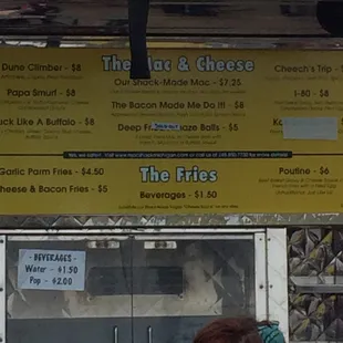 the menu for the mac and cheese