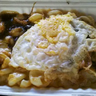 I-80: beef brisket gravy, wild mushrooms, caramelized onions, fried egg