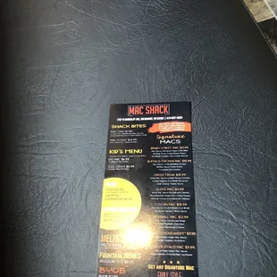 Menu set on the waiting bench for attempted style points.