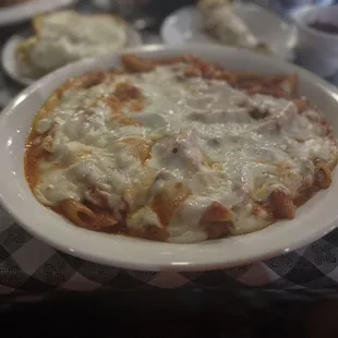 Baked Ziti Siciliano with meat sauce