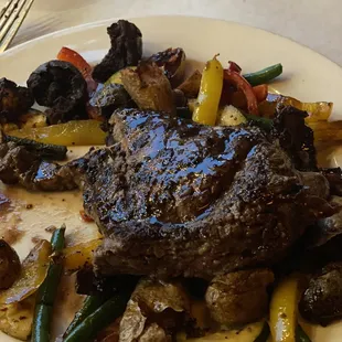 House Ribeye with seasoned potatoes and stir fried veggies