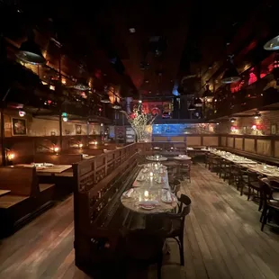 a dimly lit restaurant