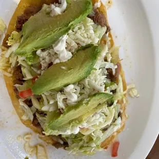 Huarache w/pastor meat