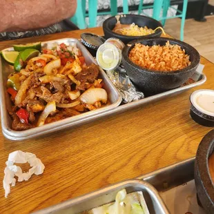 13 stake and chicken fajitas
