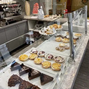 a variety of desserts on display