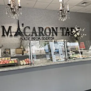 a display of macaron tarts