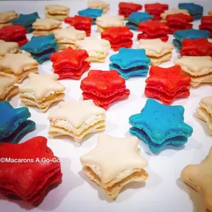 Star shaped macarons for a 4th of July celebration