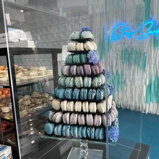 a display of macarons