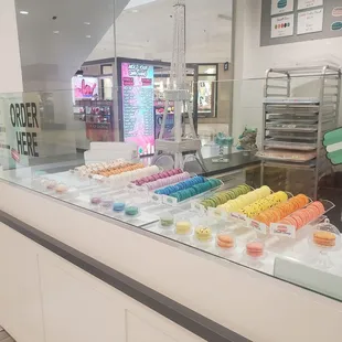a display of macarons