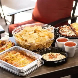 a variety of foods on a table