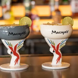 two margaritas on a bar