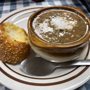 Deep flavors in the gumbo with crab legs and shrimp.