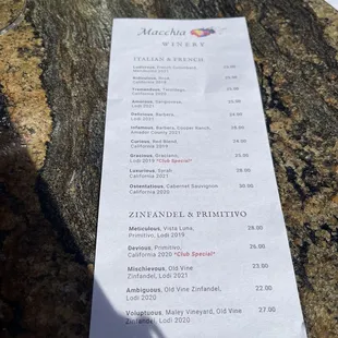 menu