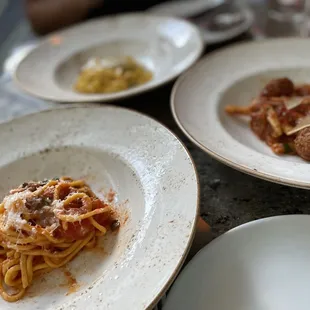 Pasta course - all half sizes for tasting menu for 2 people