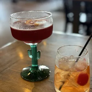 Blueberry lemon daiquiri and old fashion