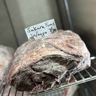 a loaf of meat on a rack