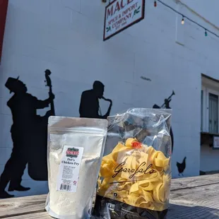 a bag of chips and a bag of cheese