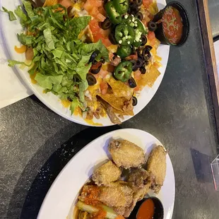 Nachos and wings.