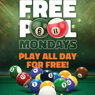 Free pool Mondays &amp; Thursdays