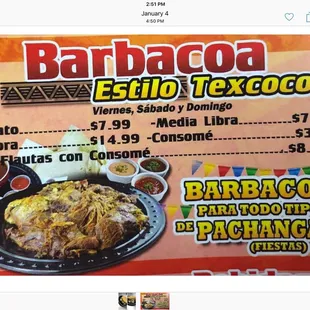 a menu for a mexican restaurant