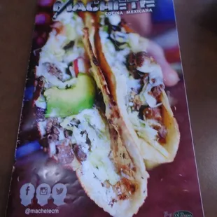 Front of the paper menu.