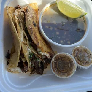 Birria tacos and hot salsa